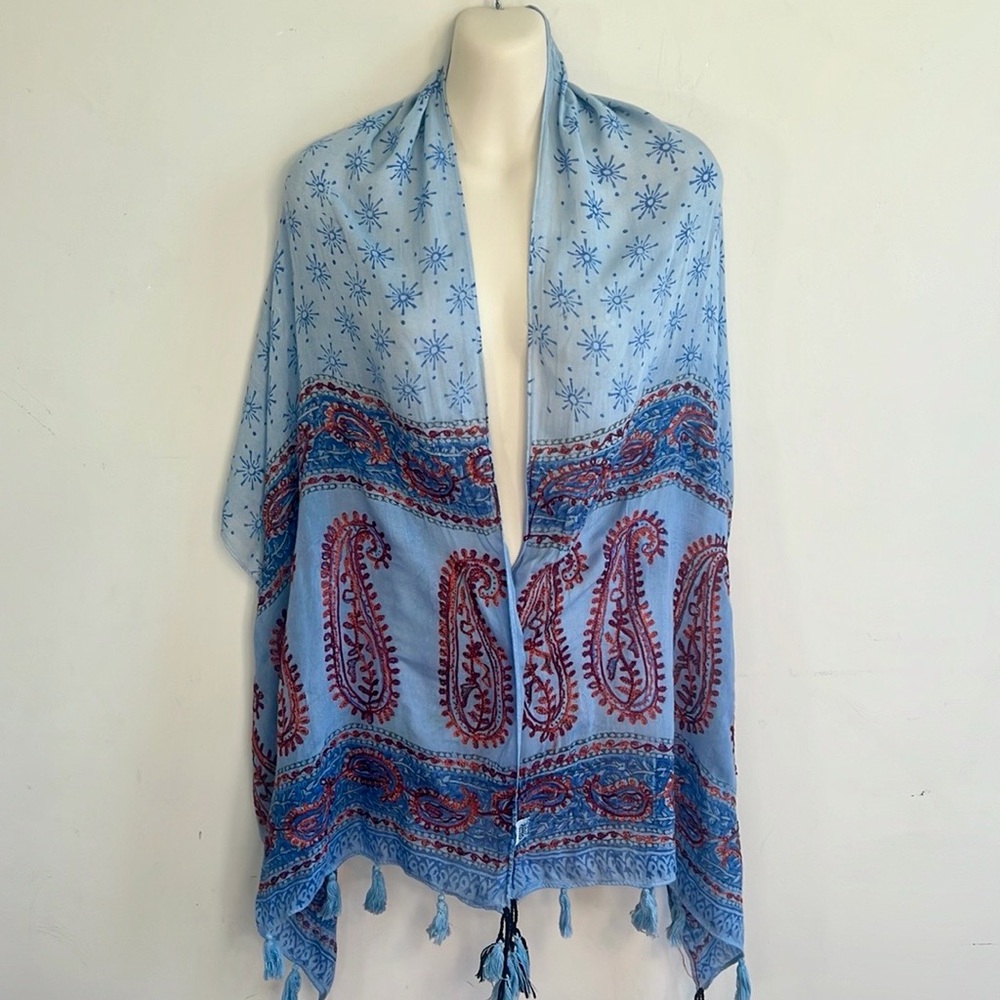 Sundance Blue and Red Paisley Scarf